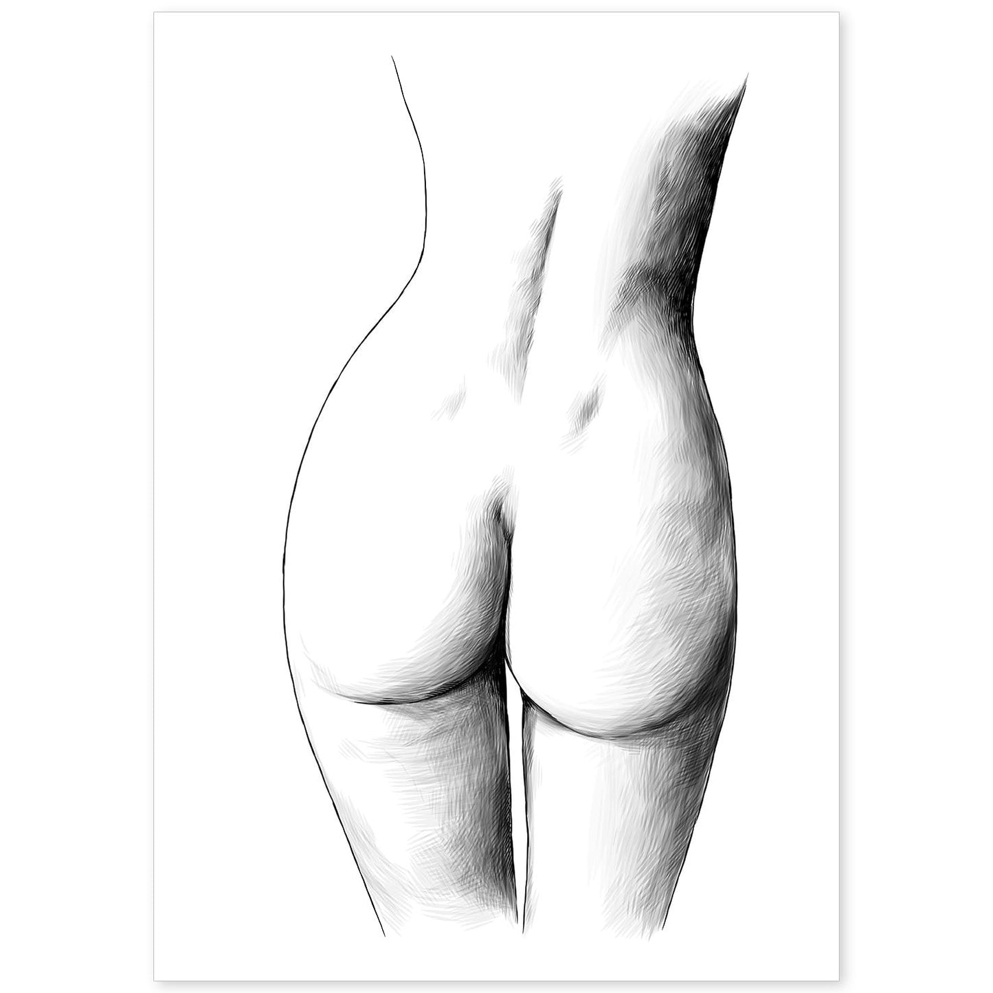 Posters eróticos. Lámina Culo dibujada con imágenes sensuales del cuerpo femenino.-Artwork-Nacnic-A4-Sin marco-Nacnic Estudio SL