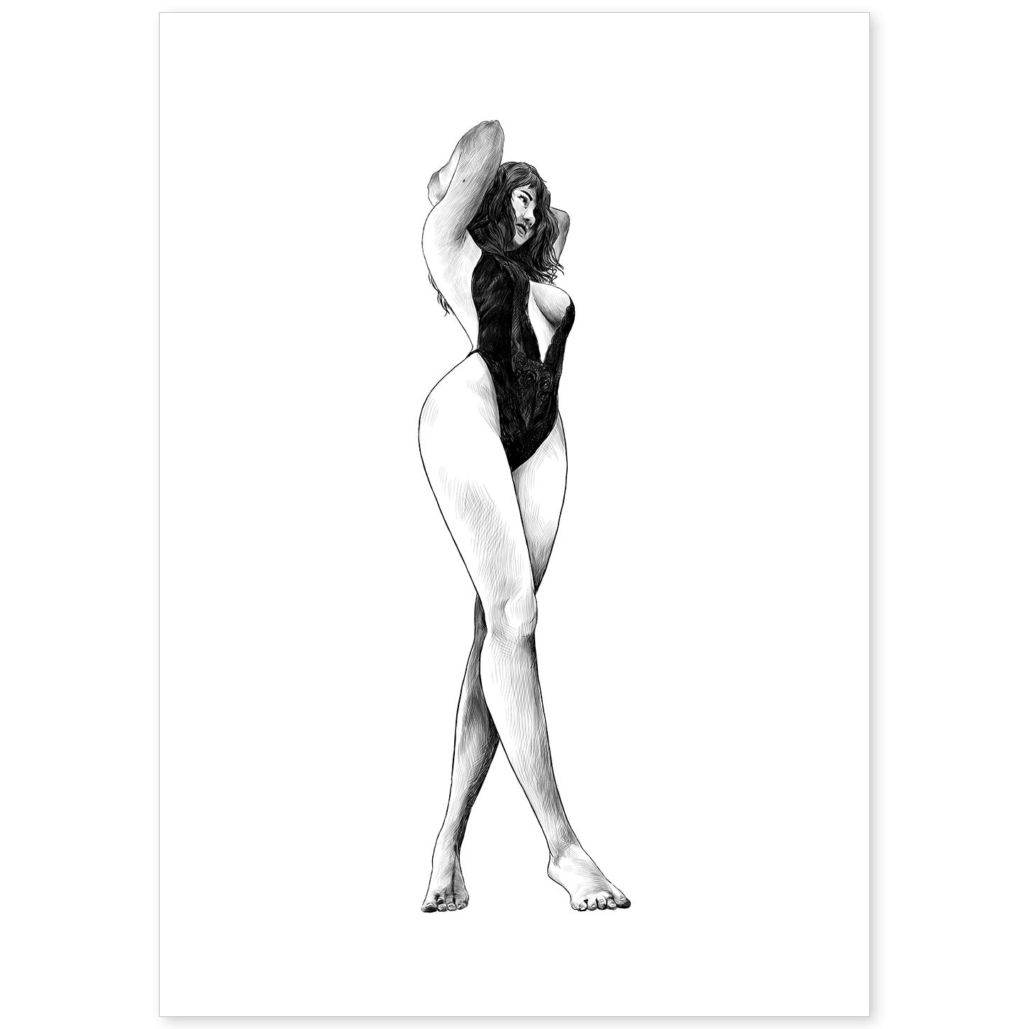 Posters eróticos. Lámina De pie 2 dibujada con imágenes sensuales del cuerpo femenino.-Artwork-Nacnic-A4-Sin marco-Nacnic Estudio SL