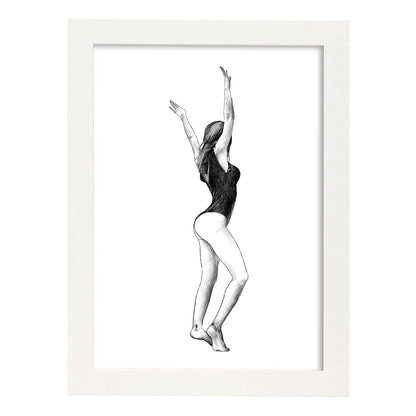 Posters eróticos. Lámina De pie dibujada con imágenes sensuales del cuerpo femenino.-Artwork-Nacnic-A4-Marco Blanco-Nacnic Estudio SL