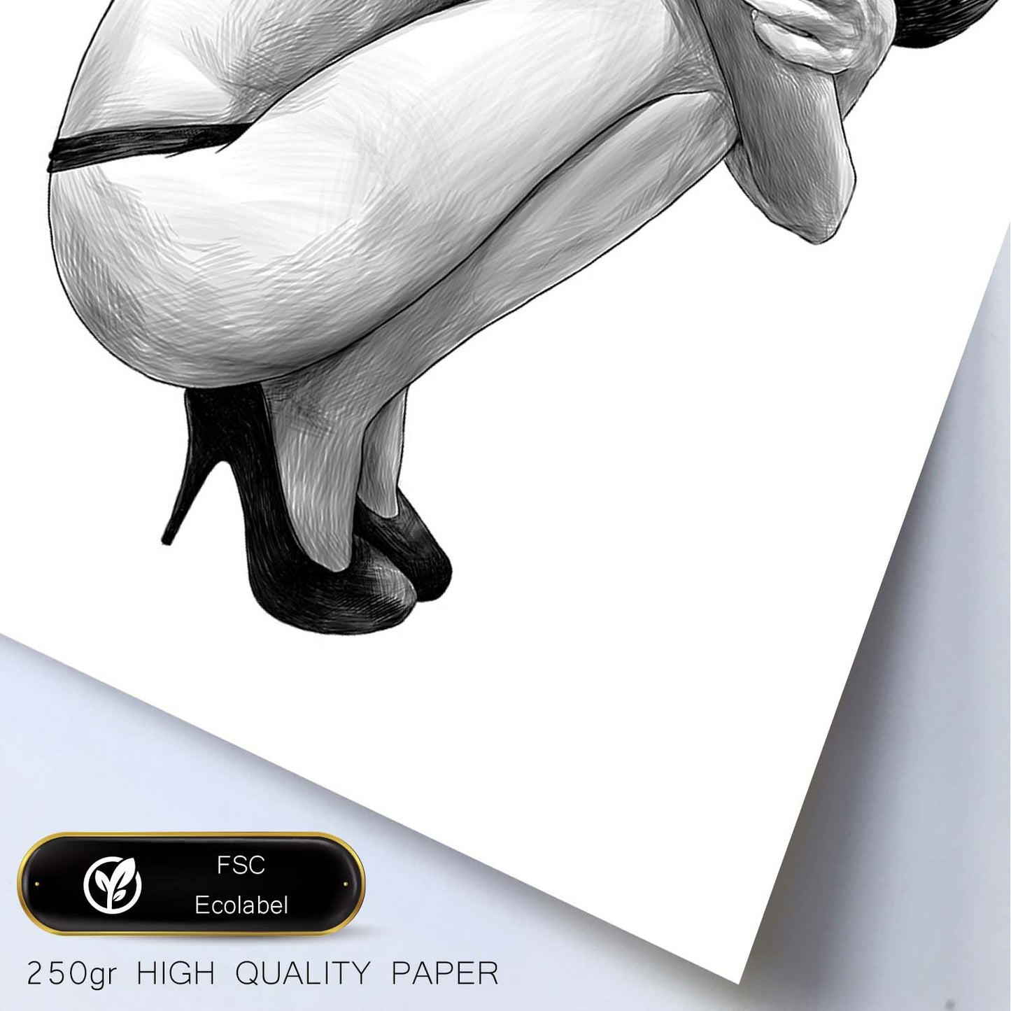 Posters eróticos. Lámina Encogida dibujada con imágenes sensuales del cuerpo femenino.-Artwork-Nacnic-Nacnic Estudio SL