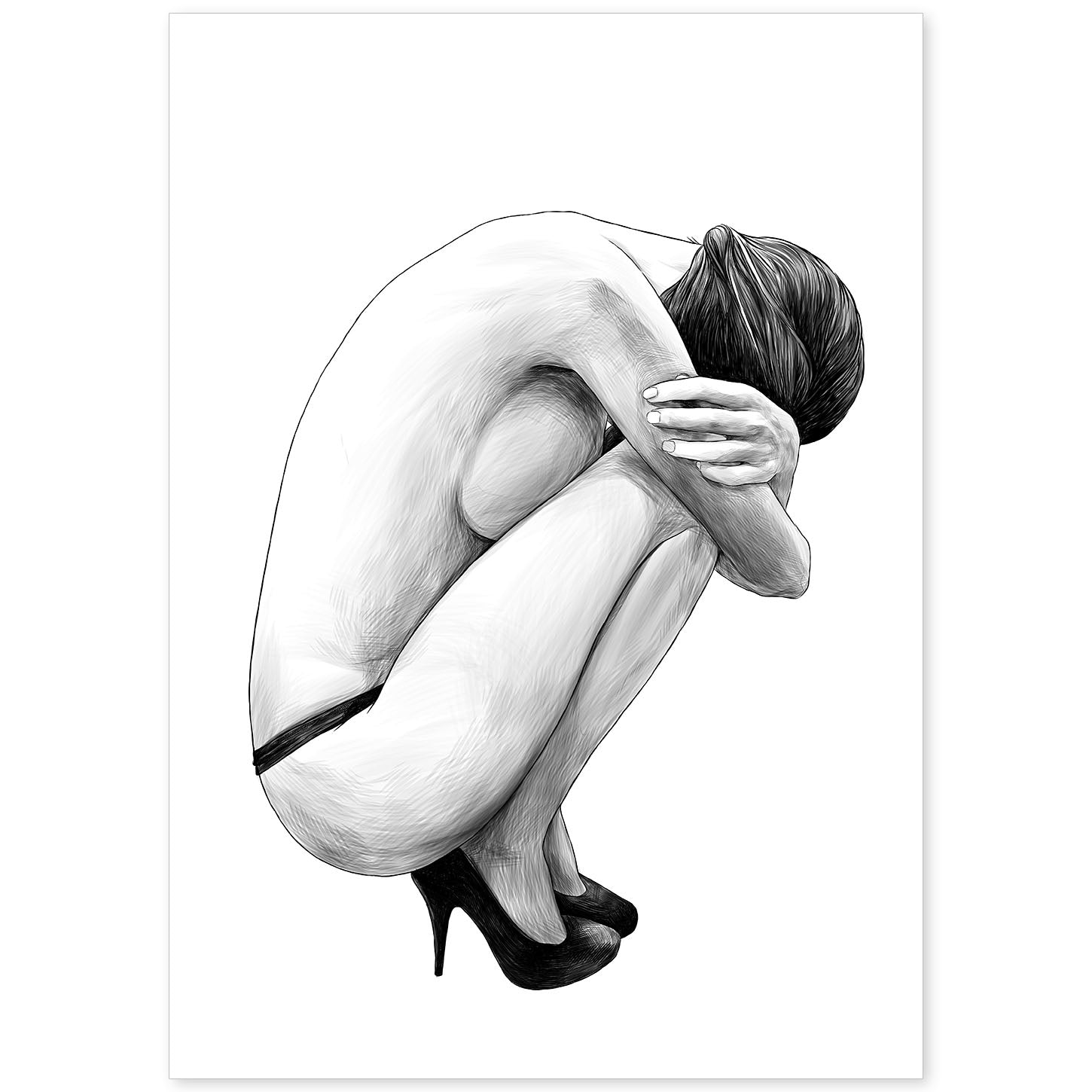 Posters eróticos. Lámina Encogida dibujada con imágenes sensuales del cuerpo femenino.-Artwork-Nacnic-A4-Sin marco-Nacnic Estudio SL