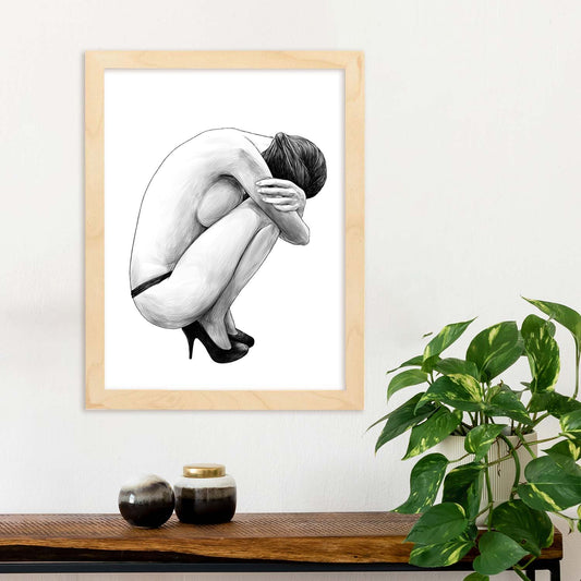 Posters eróticos. Lámina Encogida dibujada con imágenes sensuales del cuerpo femenino.-Artwork-Nacnic-Nacnic Estudio SL