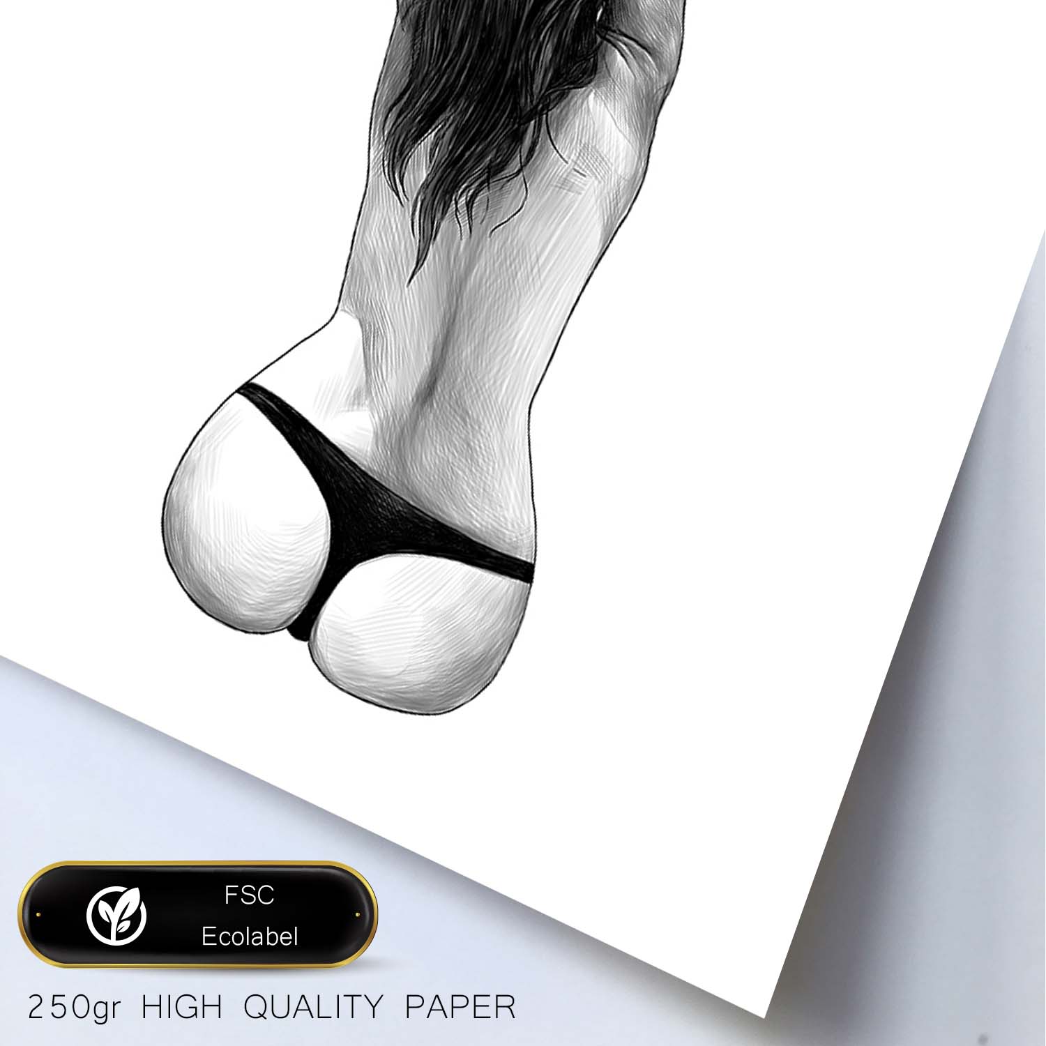 Posters eróticos. Lámina Espalda dibujada con imágenes sensuales del cuerpo femenino.-Artwork-Nacnic-Nacnic Estudio SL