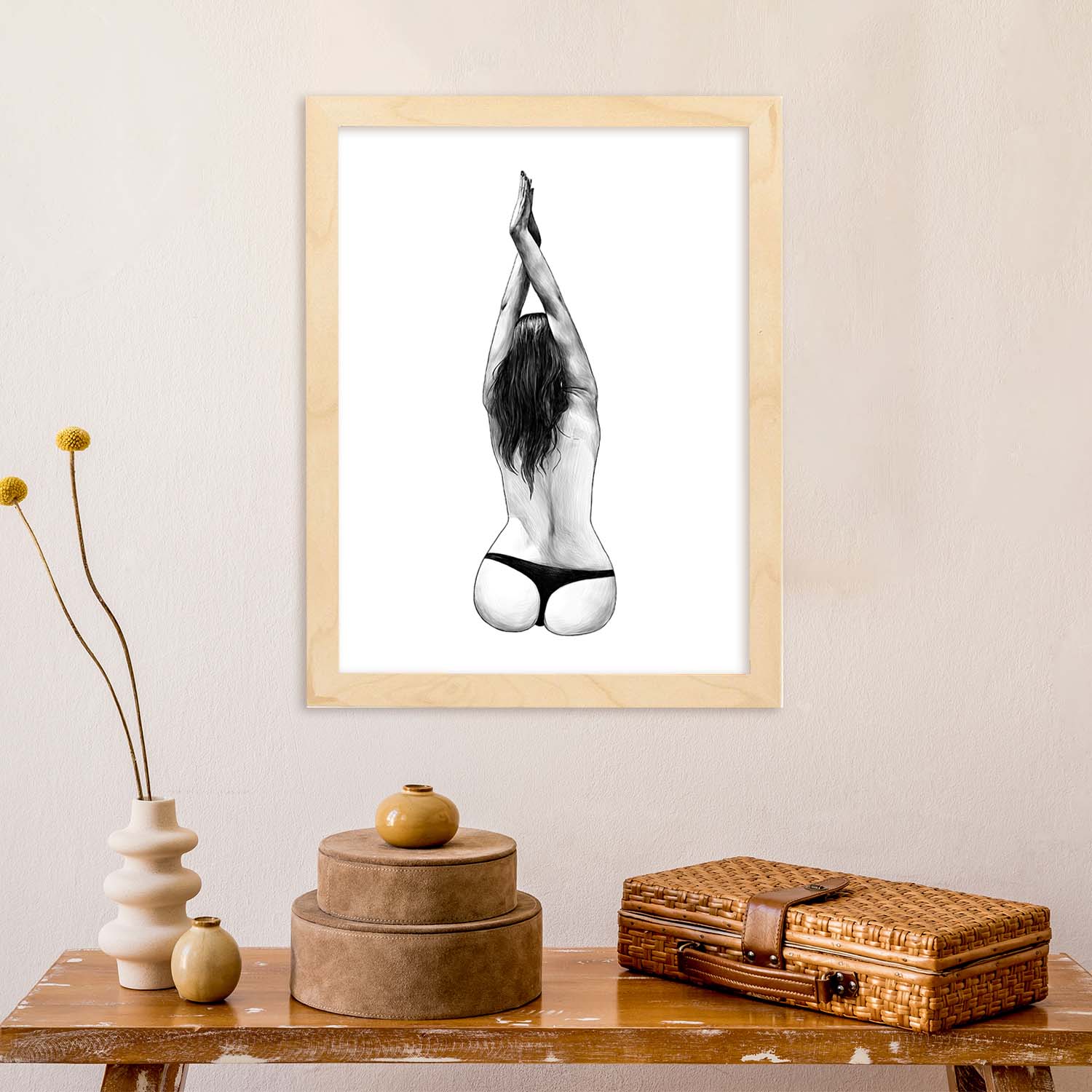 Posters eróticos. Lámina Espalda dibujada con imágenes sensuales del cuerpo femenino.-Artwork-Nacnic-Nacnic Estudio SL