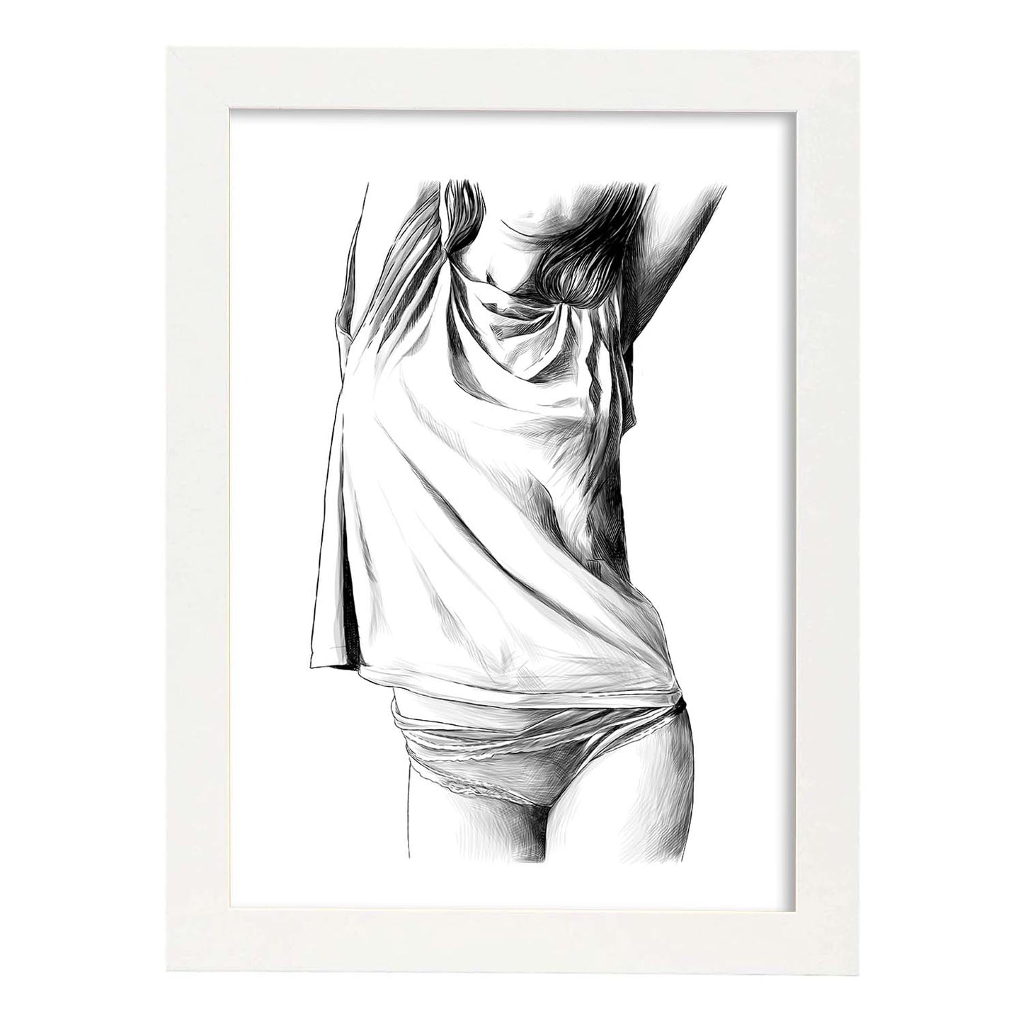 Posters eróticos. Lámina Frontal 1 dibujada con imágenes sensuales del cuerpo femenino.-Artwork-Nacnic-A3-Marco Blanco-Nacnic Estudio SL