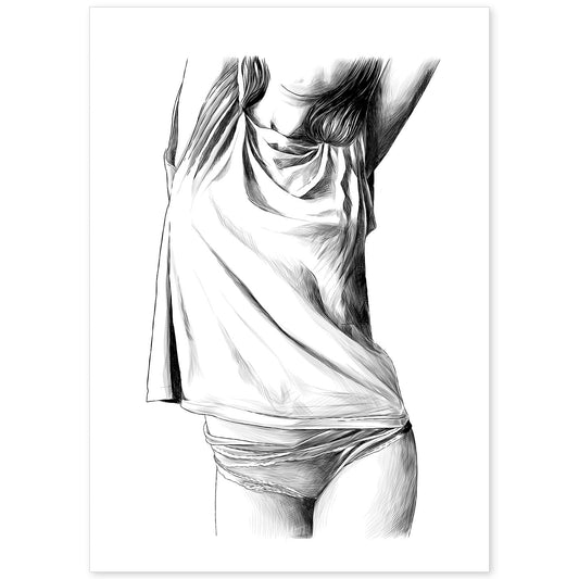 Posters eróticos. Lámina Frontal 1 dibujada con imágenes sensuales del cuerpo femenino.-Artwork-Nacnic-A4-Sin marco-Nacnic Estudio SL