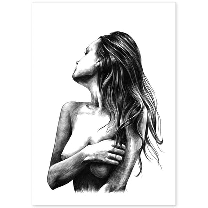 Posters eróticos. Lámina Lateral 2 dibujada con imágenes sensuales del cuerpo femenino.-Artwork-Nacnic-A4-Sin marco-Nacnic Estudio SL