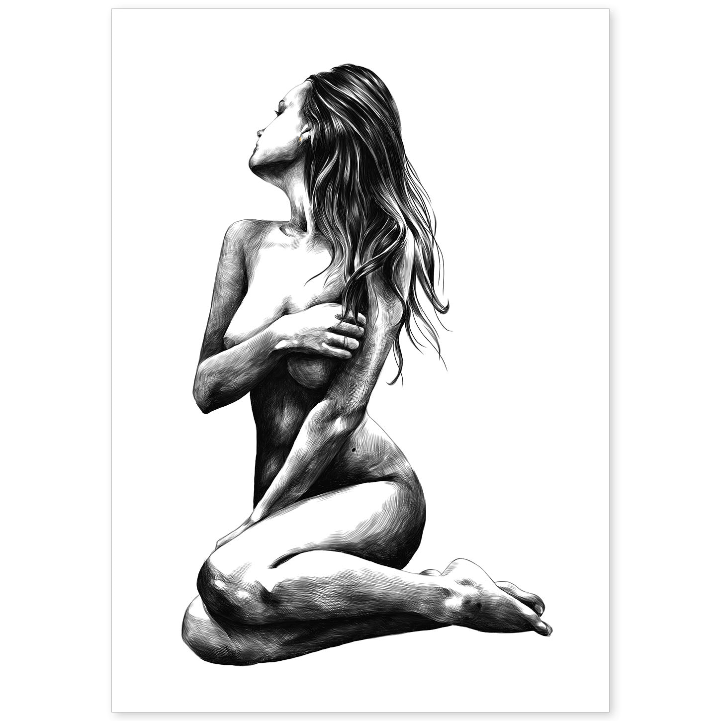 Posters eróticos. Lámina Lateral 3 dibujada con imágenes sensuales del cuerpo femenino.-Artwork-Nacnic-A4-Sin marco-Nacnic Estudio SL