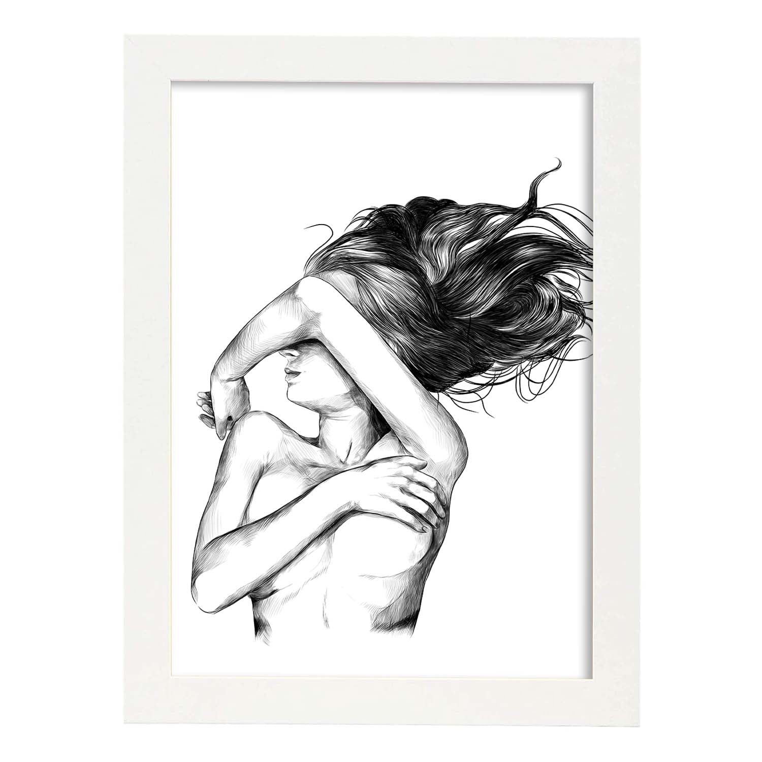 Posters eróticos. Lámina Lateral dibujada con imágenes sensuales del cuerpo femenino.-Artwork-Nacnic-A3-Marco Blanco-Nacnic Estudio SL