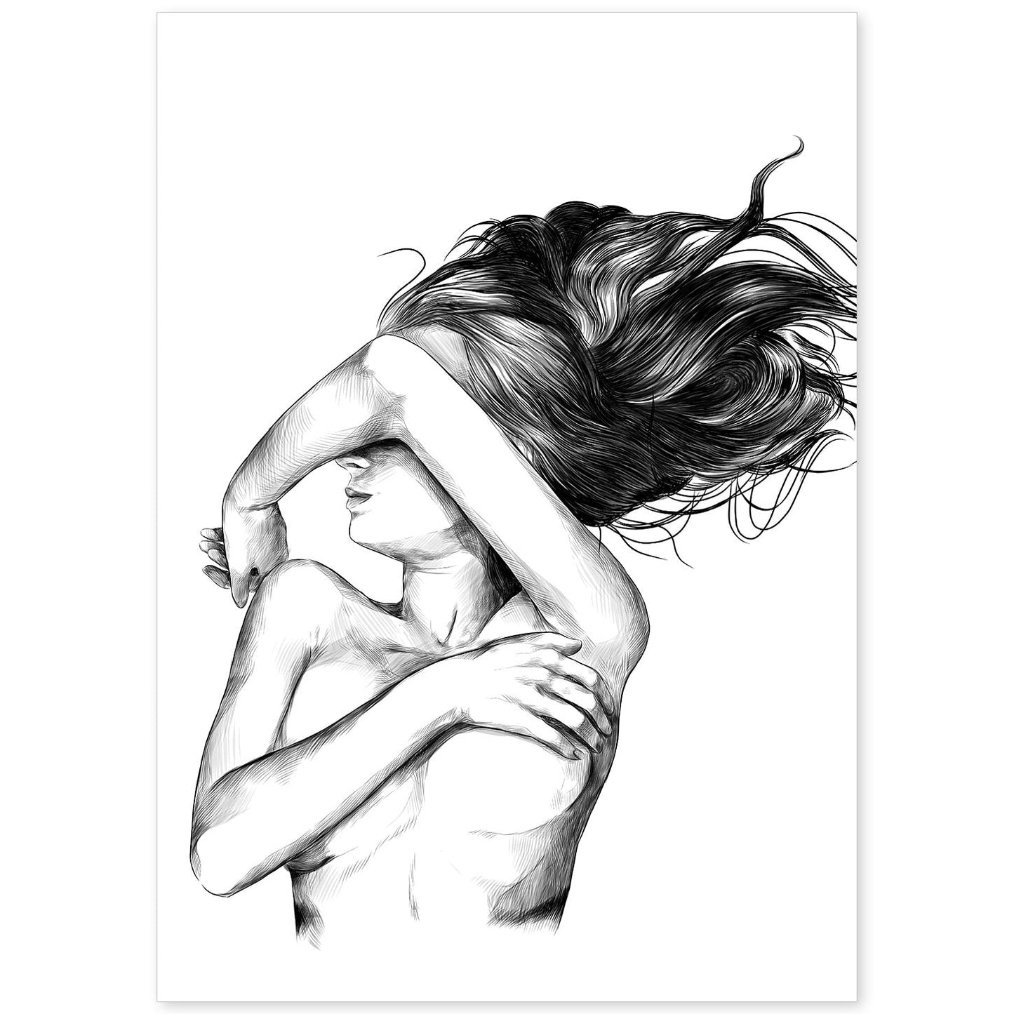 Posters eróticos. Lámina Lateral dibujada con imágenes sensuales del cuerpo femenino.-Artwork-Nacnic-A4-Sin marco-Nacnic Estudio SL