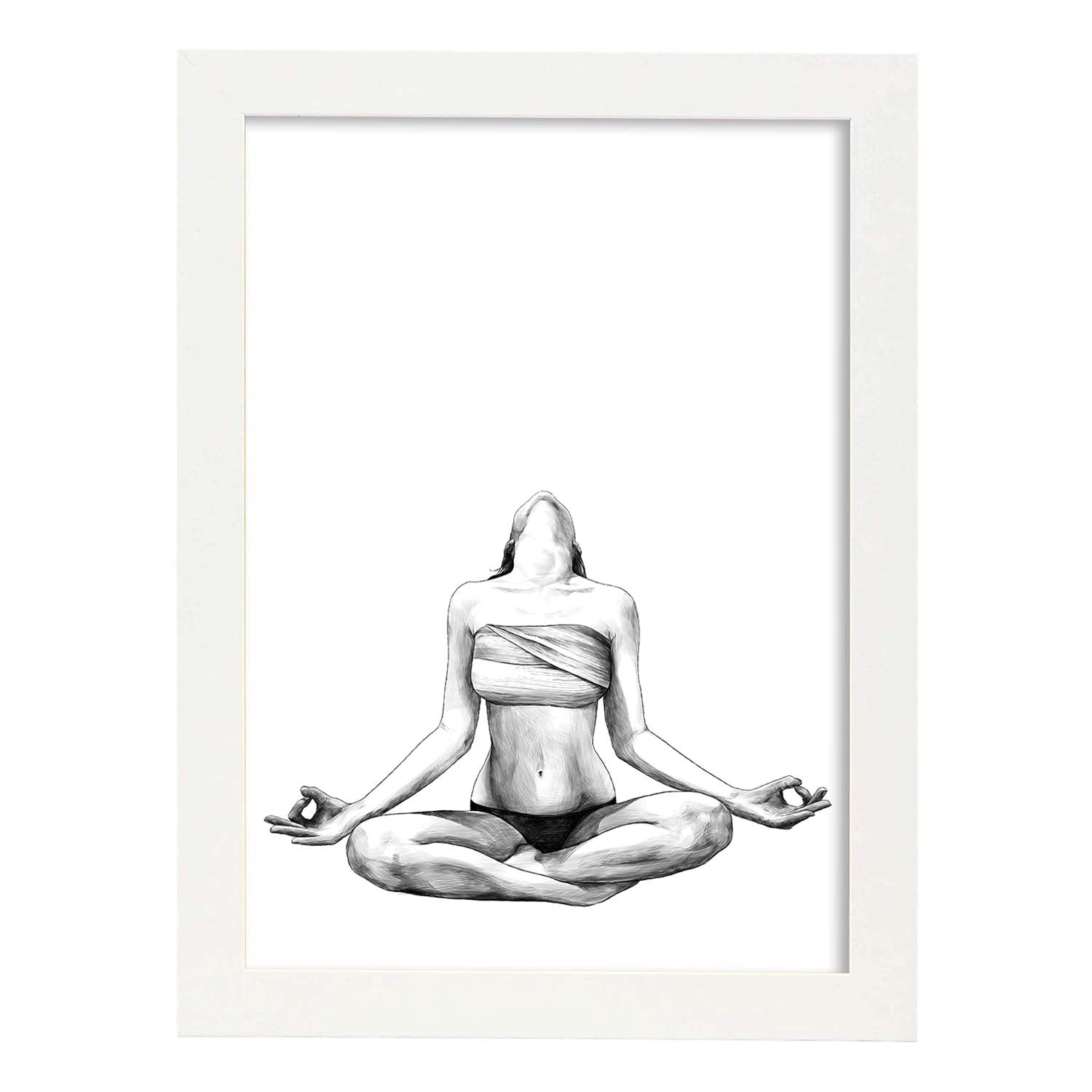Posters eróticos. Lámina Meditación dibujada con imágenes sensuales del cuerpo femenino.-Artwork-Nacnic-A3-Marco Blanco-Nacnic Estudio SL