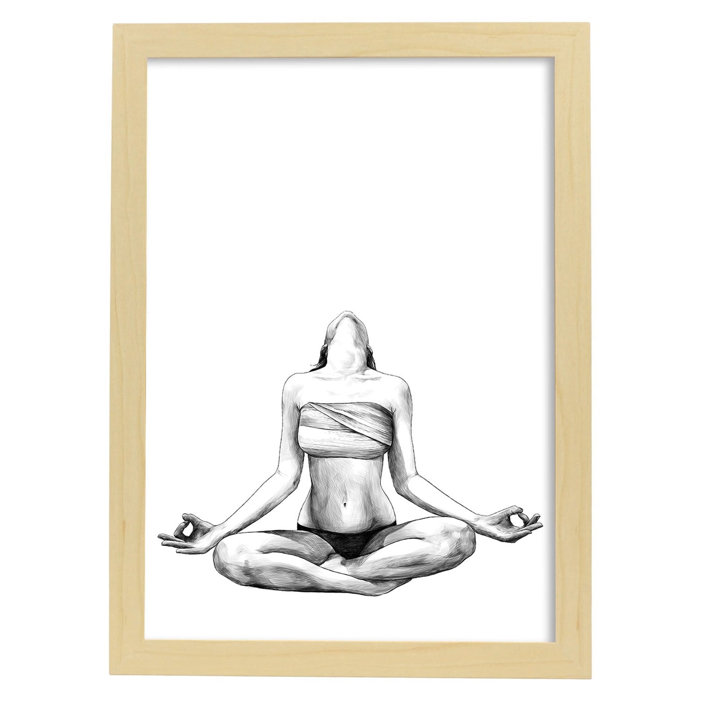 Posters eróticos. Lámina Meditación dibujada con imágenes sensuales del cuerpo femenino.-Artwork-Nacnic-A3-Marco Madera clara-Nacnic Estudio SL