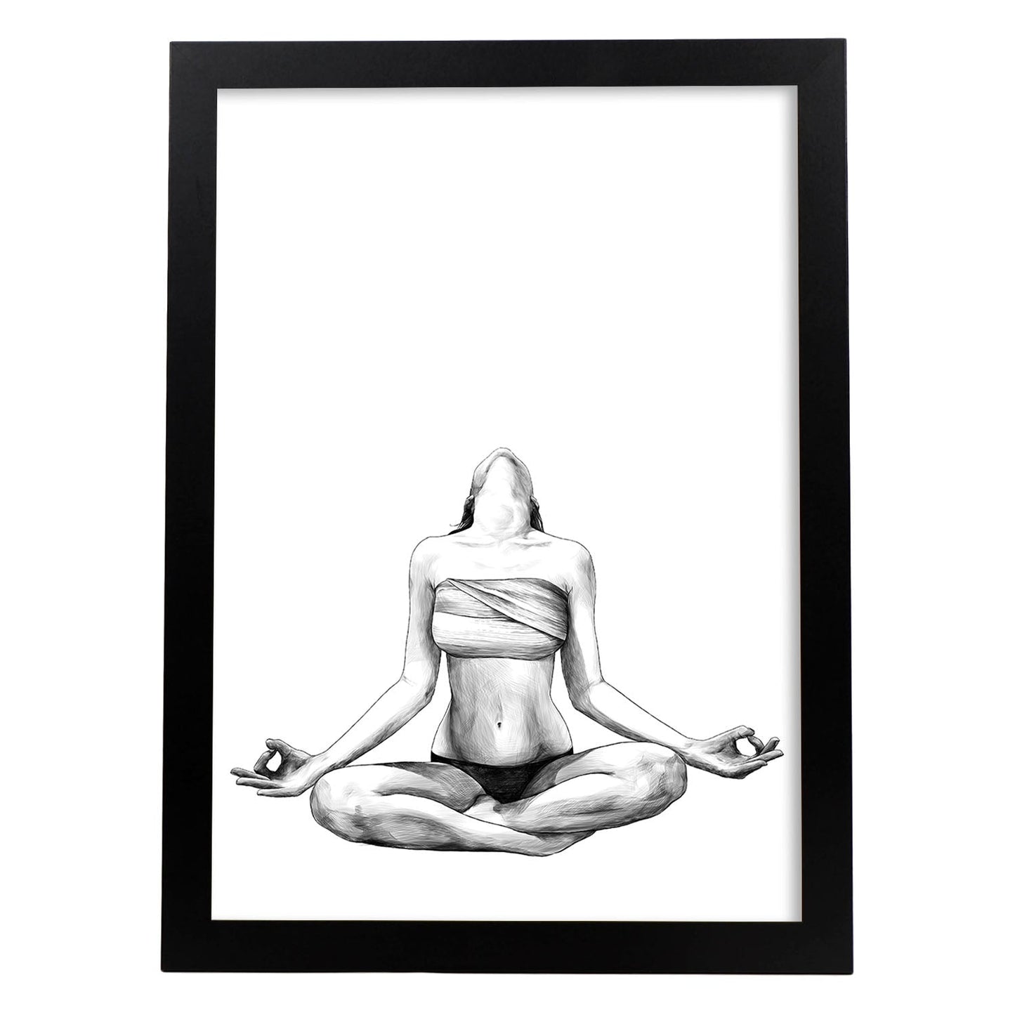 Posters eróticos. Lámina Meditación dibujada con imágenes sensuales del cuerpo femenino.-Artwork-Nacnic-A3-Marco Negro-Nacnic Estudio SL