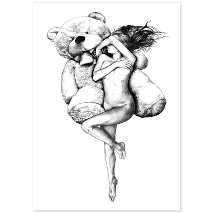 Posters eróticos. Lámina Oso dibujada con imágenes sensuales del cuerpo femenino.-Artwork-Nacnic-A4-Sin marco-Nacnic Estudio SL