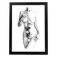Posters eróticos. Lámina Pecho con flores dibujada con imágenes sensuales del cuerpo femenino.-Artwork-Nacnic-A3-Marco Negro-Nacnic Estudio SL