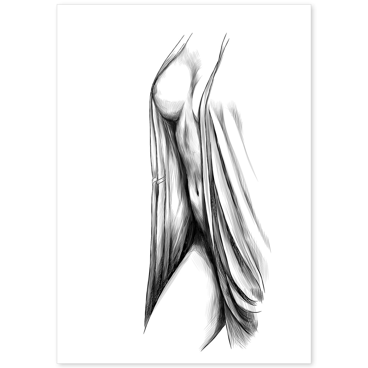 Posters eróticos. Lámina Pecho dibujada con imágenes sensuales del cuerpo femenino.-Artwork-Nacnic-A4-Sin marco-Nacnic Estudio SL