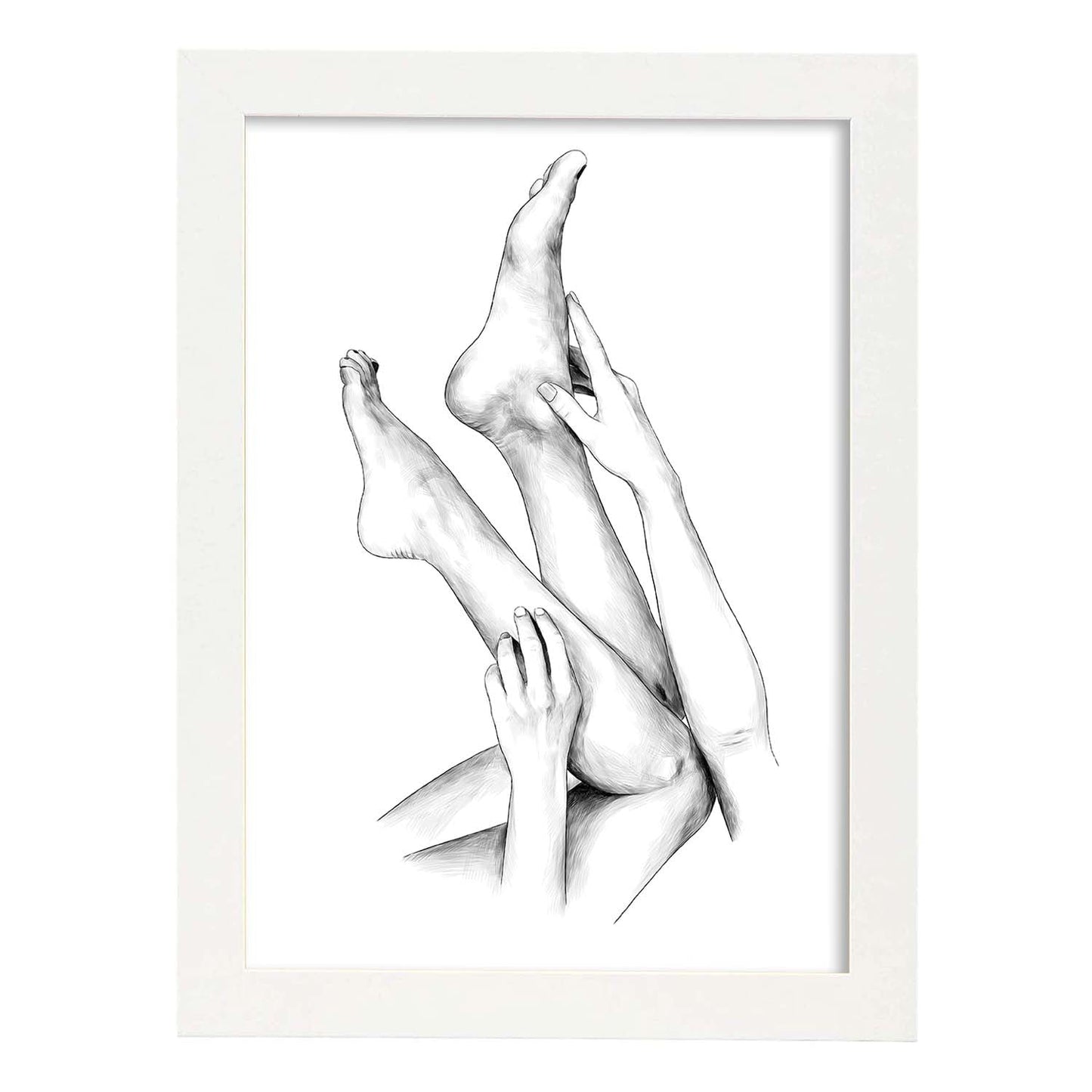 Posters eróticos. Lámina Piernas 2 dibujada con imágenes sensuales del cuerpo femenino.-Artwork-Nacnic-A3-Marco Blanco-Nacnic Estudio SL