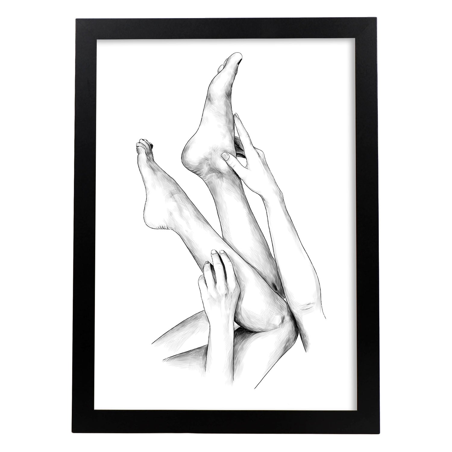 Posters eróticos. Lámina Piernas 2 dibujada con imágenes sensuales del cuerpo femenino.-Artwork-Nacnic-A3-Marco Negro-Nacnic Estudio SL