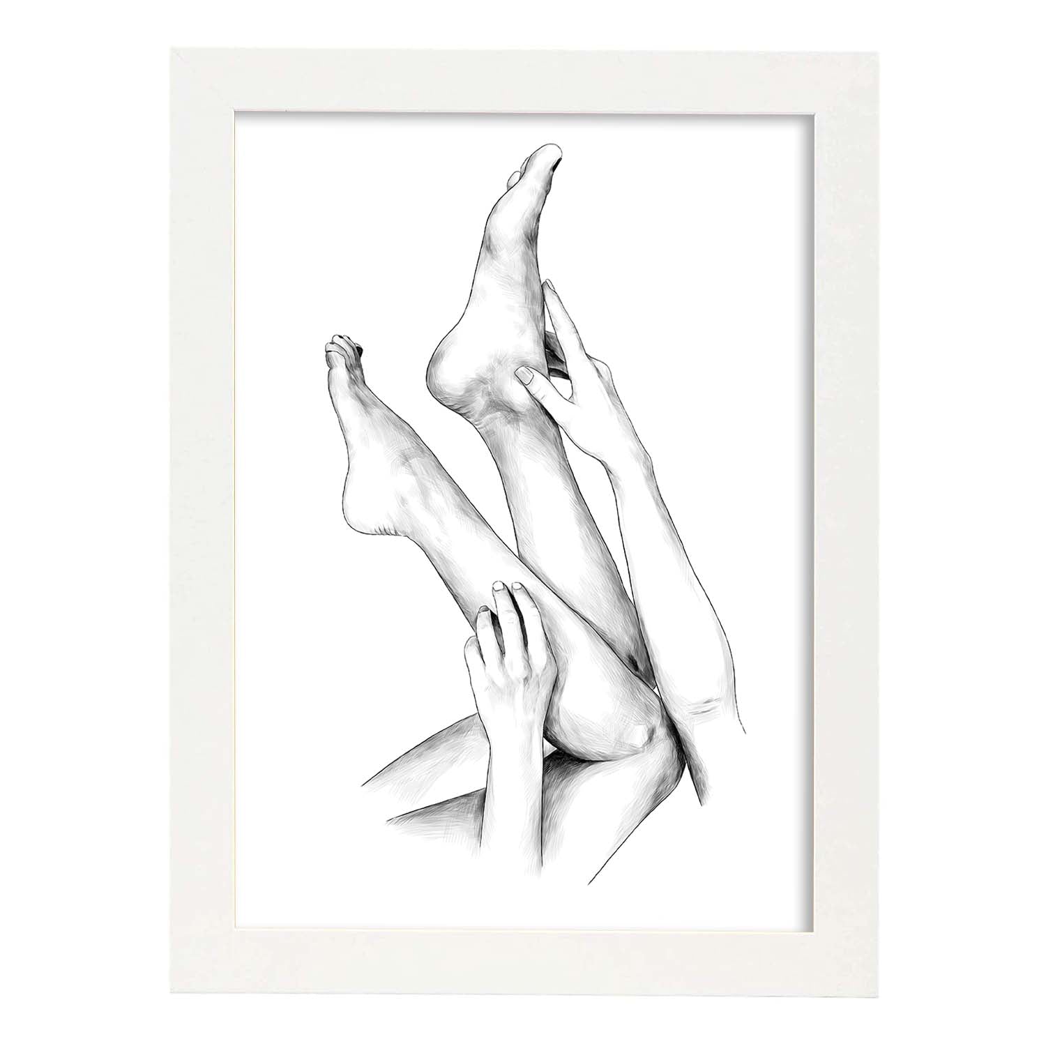 Posters eróticos. Lámina Piernas 2 dibujada con imágenes sensuales del cuerpo femenino.-Artwork-Nacnic-A4-Marco Blanco-Nacnic Estudio SL