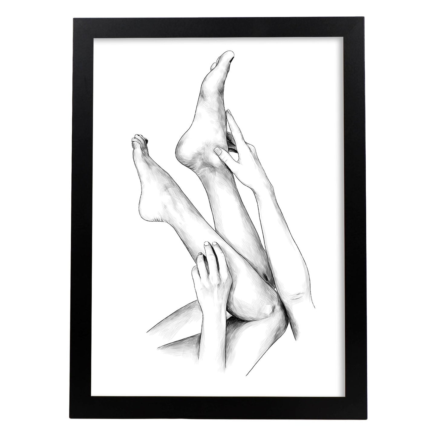 Posters eróticos. Lámina Piernas 2 dibujada con imágenes sensuales del cuerpo femenino.-Artwork-Nacnic-A4-Marco Negro-Nacnic Estudio SL