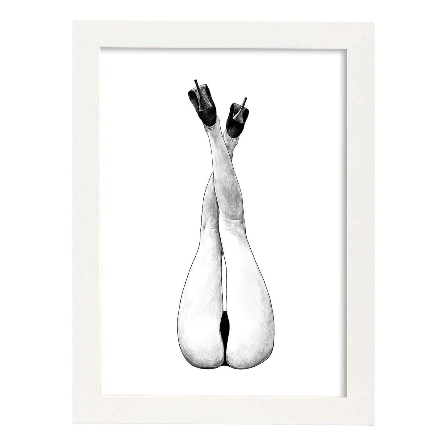 Posters eróticos. Lámina Piernas dibujada con imágenes sensuales del cuerpo femenino.-Artwork-Nacnic-A3-Marco Blanco-Nacnic Estudio SL