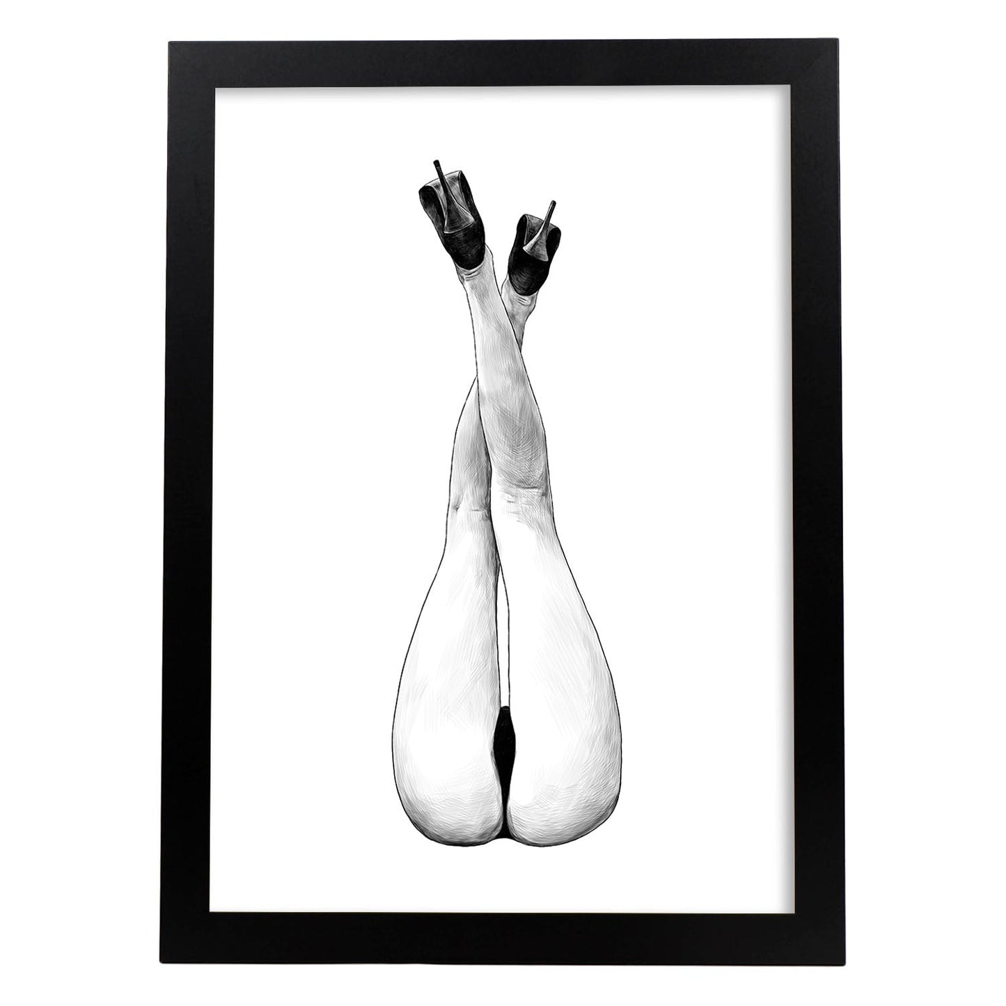 Posters eróticos. Lámina Piernas dibujada con imágenes sensuales del cuerpo femenino.-Artwork-Nacnic-A3-Marco Negro-Nacnic Estudio SL