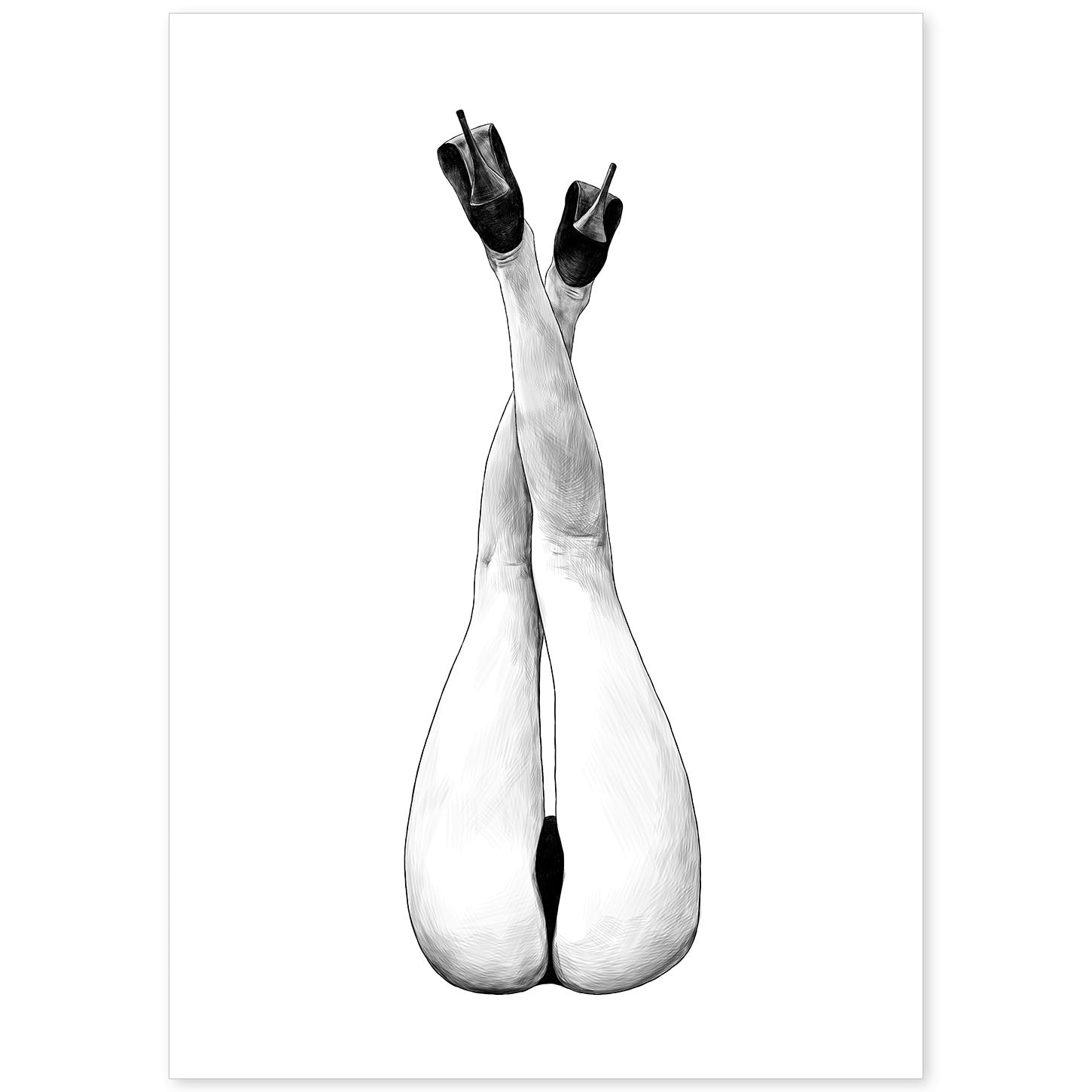 Posters eróticos. Lámina Piernas dibujada con imágenes sensuales del cuerpo femenino.-Artwork-Nacnic-A4-Sin marco-Nacnic Estudio SL