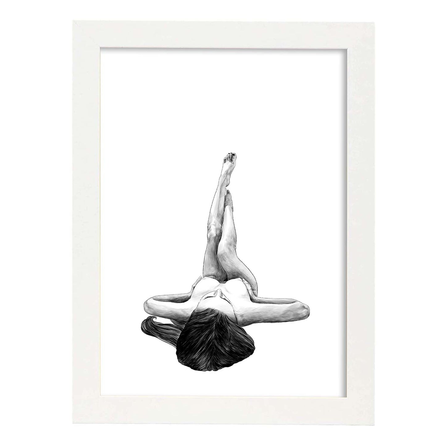 Posters eróticos. Lámina Tumbada dibujada con imágenes sensuales del cuerpo femenino.-Artwork-Nacnic-A3-Marco Blanco-Nacnic Estudio SL