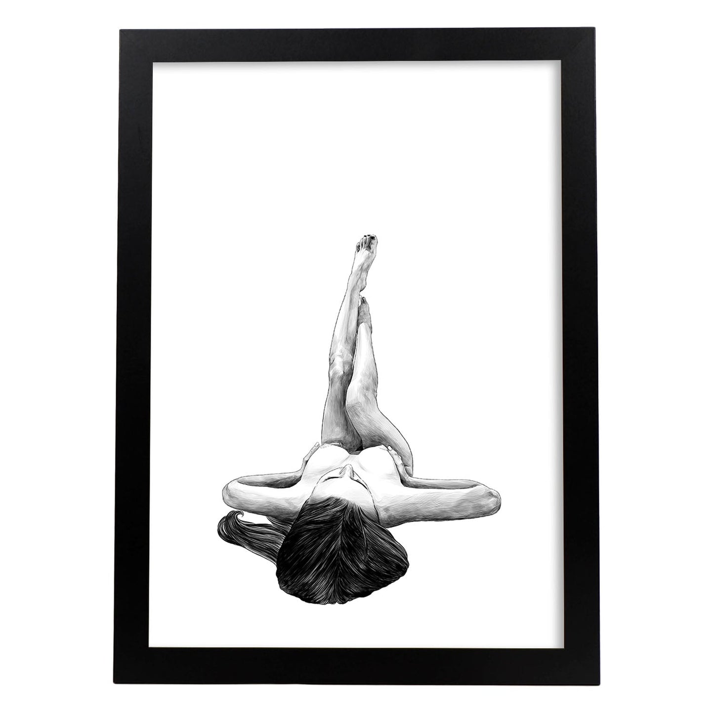 Posters eróticos. Lámina Tumbada dibujada con imágenes sensuales del cuerpo femenino.-Artwork-Nacnic-A3-Marco Negro-Nacnic Estudio SL