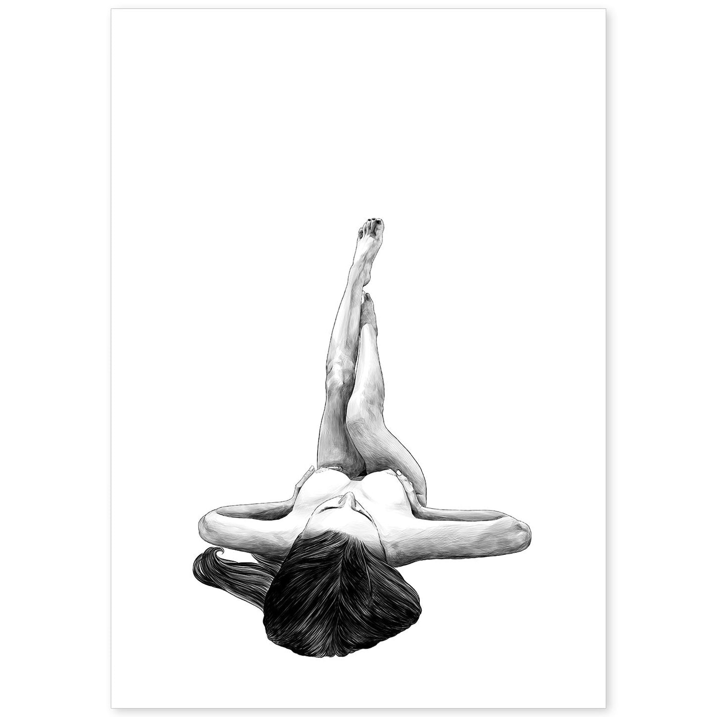 Posters eróticos. Lámina Tumbada dibujada con imágenes sensuales del cuerpo femenino.-Artwork-Nacnic-A4-Sin marco-Nacnic Estudio SL