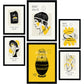 Posters in Yellow and Black Inks. Body Worship. Greek Mythology Inspired-Artwork-Nacnic-Nacnic Estudio SL