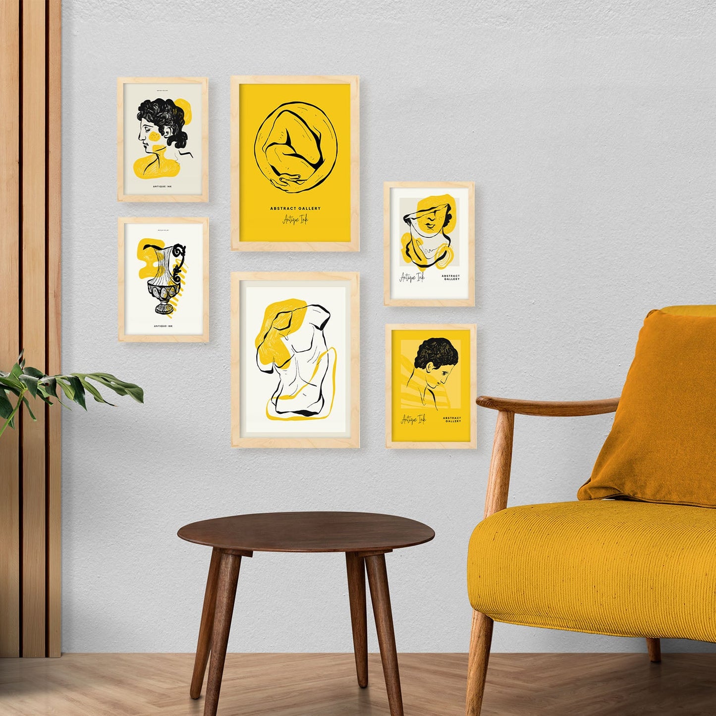 Posters in Yellow and Black Inks. Embrace. Greek Mythology Inspired-Artwork-Nacnic-Nacnic Estudio SL