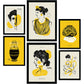 Posters in Yellow and Black Inks. Profiles. Greek Mythology Inspired-Artwork-Nacnic-Nacnic Estudio SL