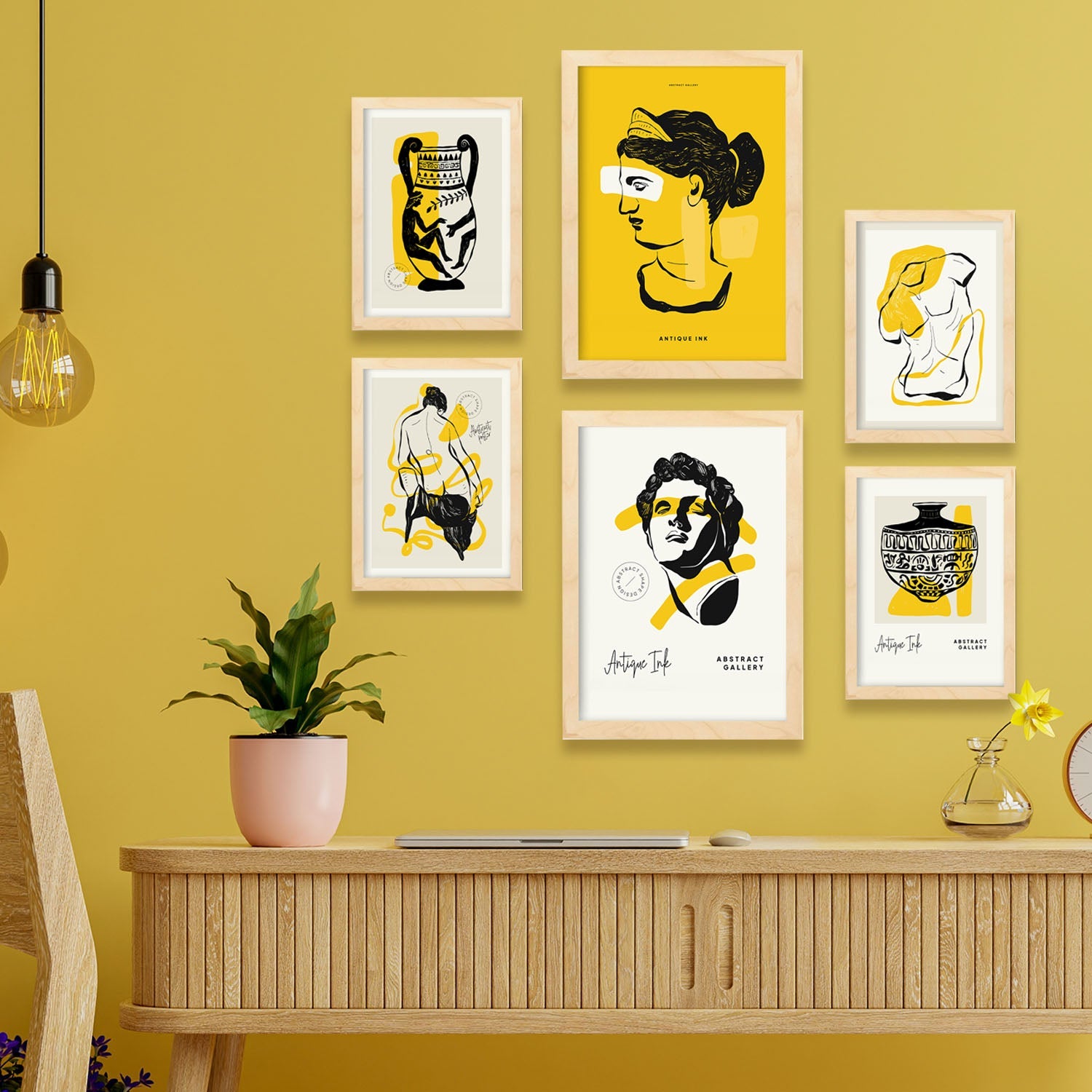 Posters in Yellow and Black Inks. Sexuality.Greek Mythology Inspired-Artwork-Nacnic-Nacnic Estudio SL