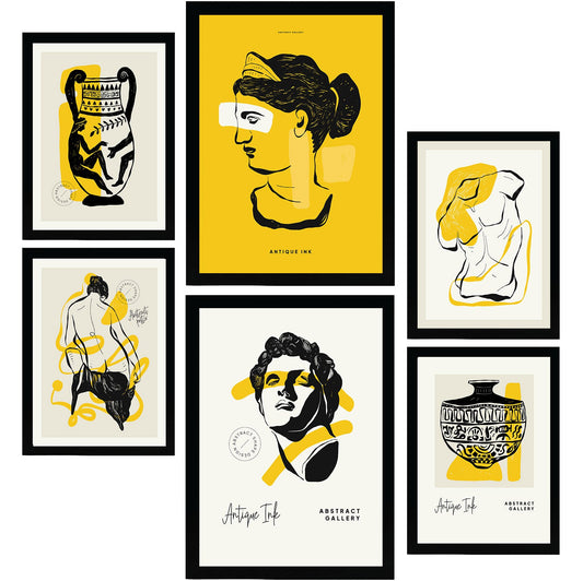 Posters in Yellow and Black Inks. Sexuality.Greek Mythology Inspired-Artwork-Nacnic-Nacnic Estudio SL