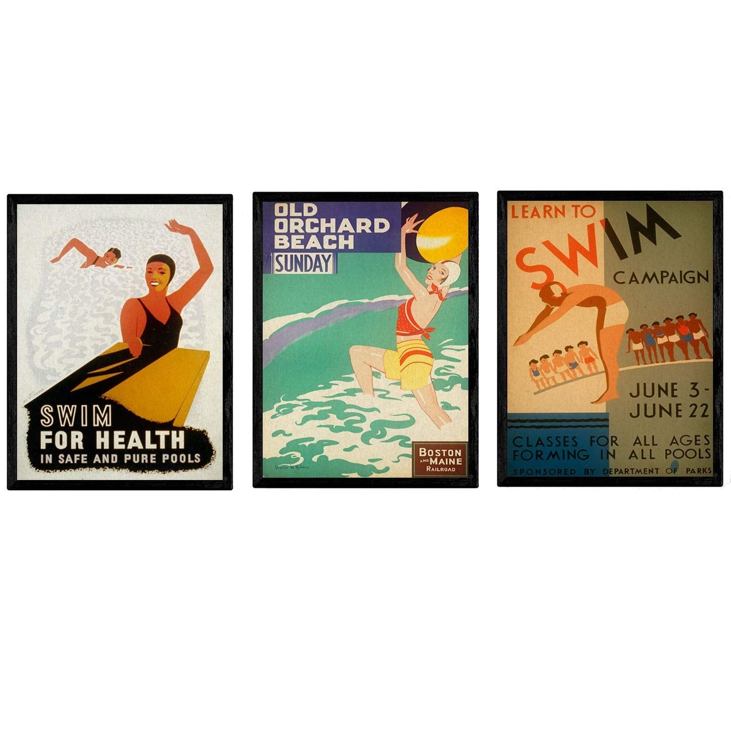 Posters vintage. Posters con anuncios antiguos. Cartel vintage Aprende a nadar.-Artwork-Nacnic-Nacnic Estudio SL
