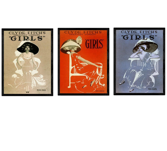 Posters vintage. Posters con anuncios antiguos. Tres Posters de mujeres vintage.-Artwork-Nacnic-Nacnic Estudio SL
