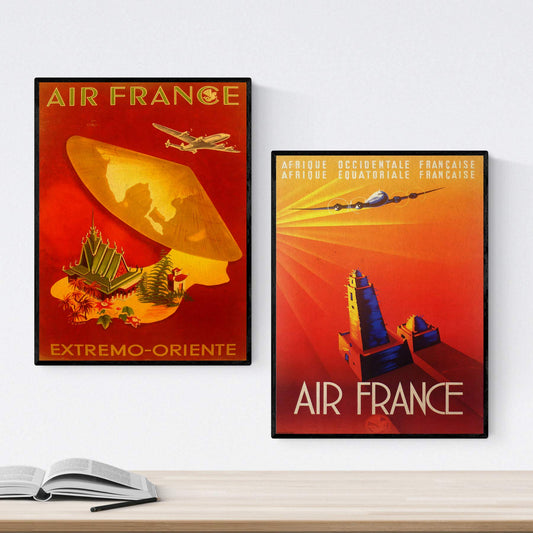 Posters vintage. Posters publicidad del mundo. Dos láminas vintage de Air France.-Artwork-Nacnic-Nacnic Estudio SL