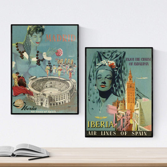 Posters vintage. Posters publicidad del mundo. Dos láminas vintage de España.-Artwork-Nacnic-Nacnic Estudio SL