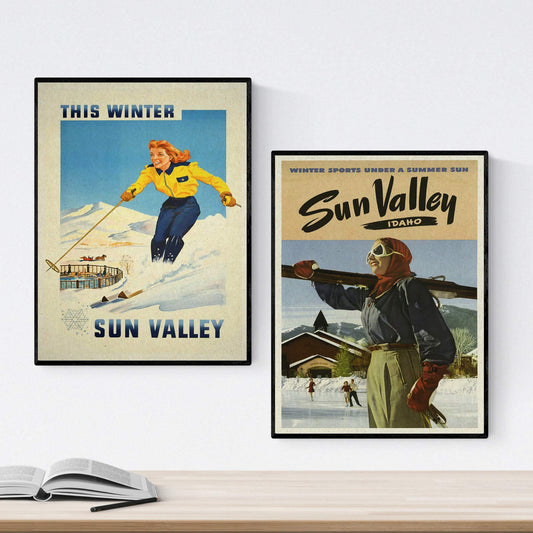 Posters vintage. Posters publicidad del mundo. Dos láminas vintage de esquí en USA.-Artwork-Nacnic-Nacnic Estudio SL