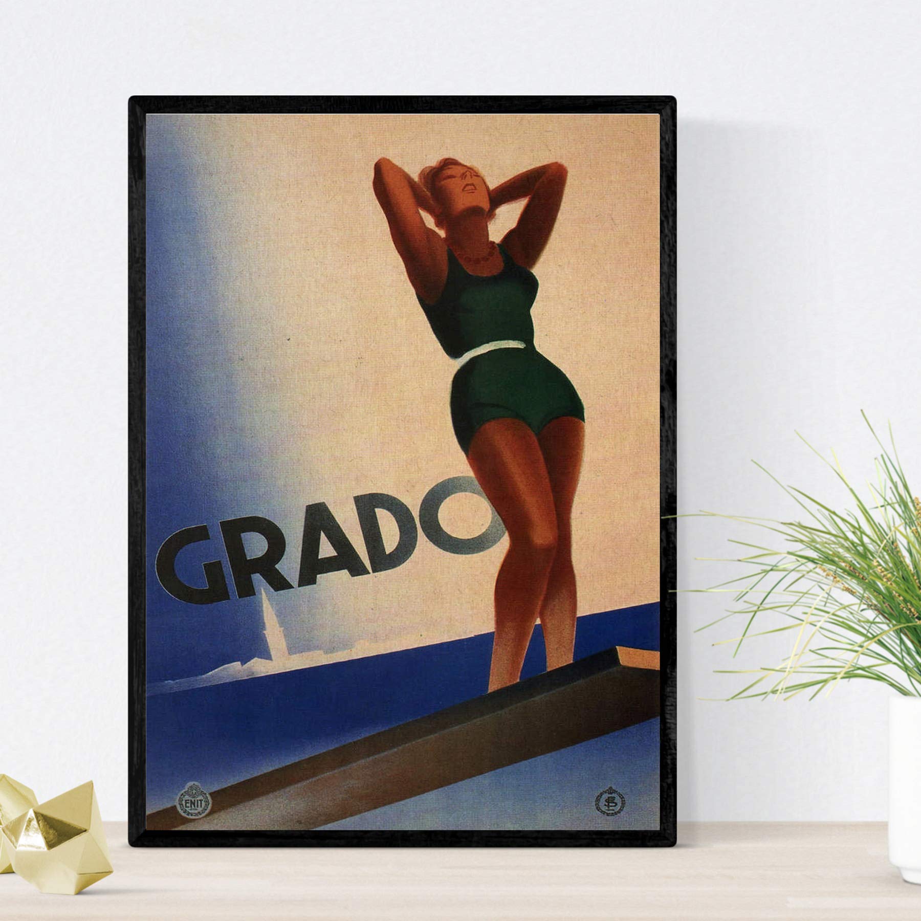 Posters vintage. Posters publicidad del mundo. Dos láminas vintage de esquí y trampolín.-Artwork-Nacnic-Nacnic Estudio SL