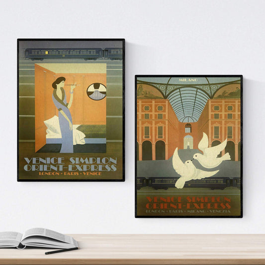Posters vintage. Posters publicidad del mundo. Dos láminas vintage de rutas de tren.-Artwork-Nacnic-Nacnic Estudio SL