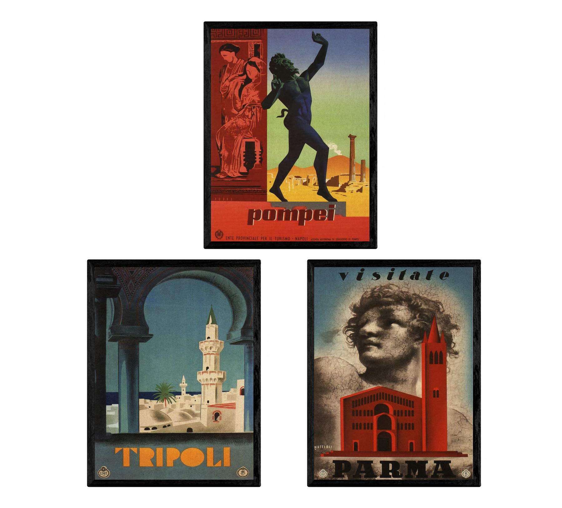 Posters vintage. Posters publicidad del mundo. Tres láminas vintage de ciudades de Italia.-Artwork-Nacnic-Nacnic Estudio SL