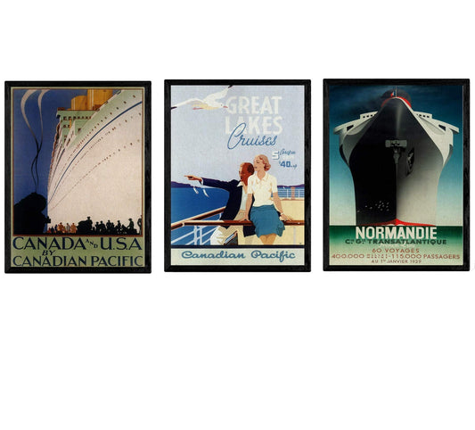 Posters vintage. Posters publicidad del mundo. Tres láminas vintage de cruceros.-Artwork-Nacnic-Nacnic Estudio SL