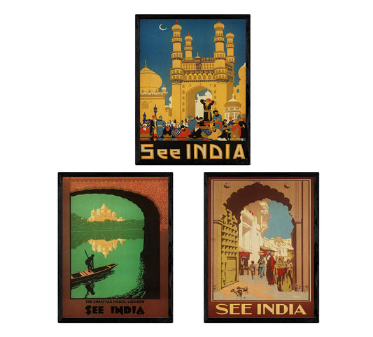 Posters vintage. Posters publicidad del mundo. Tres láminas vintage de India.-Artwork-Nacnic-Nacnic Estudio SL