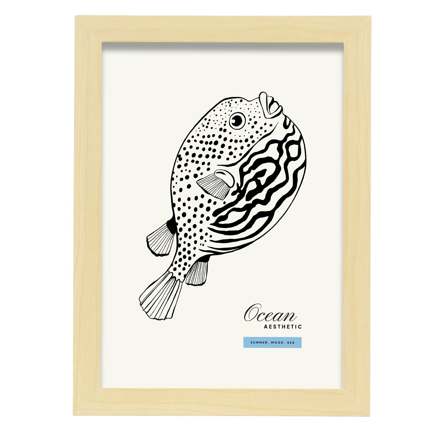 Pufferfish-Artwork-Nacnic-A4-Marco Madera clara-Nacnic Estudio SL