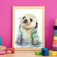 Pupa de foca nacnic para bebé sobre fondo blanco sonriendo. Estampados de arte de pared estético para el diseño de dormitorio o sala de estar.-Artwork-Nacnic-Nacnic Estudio SL