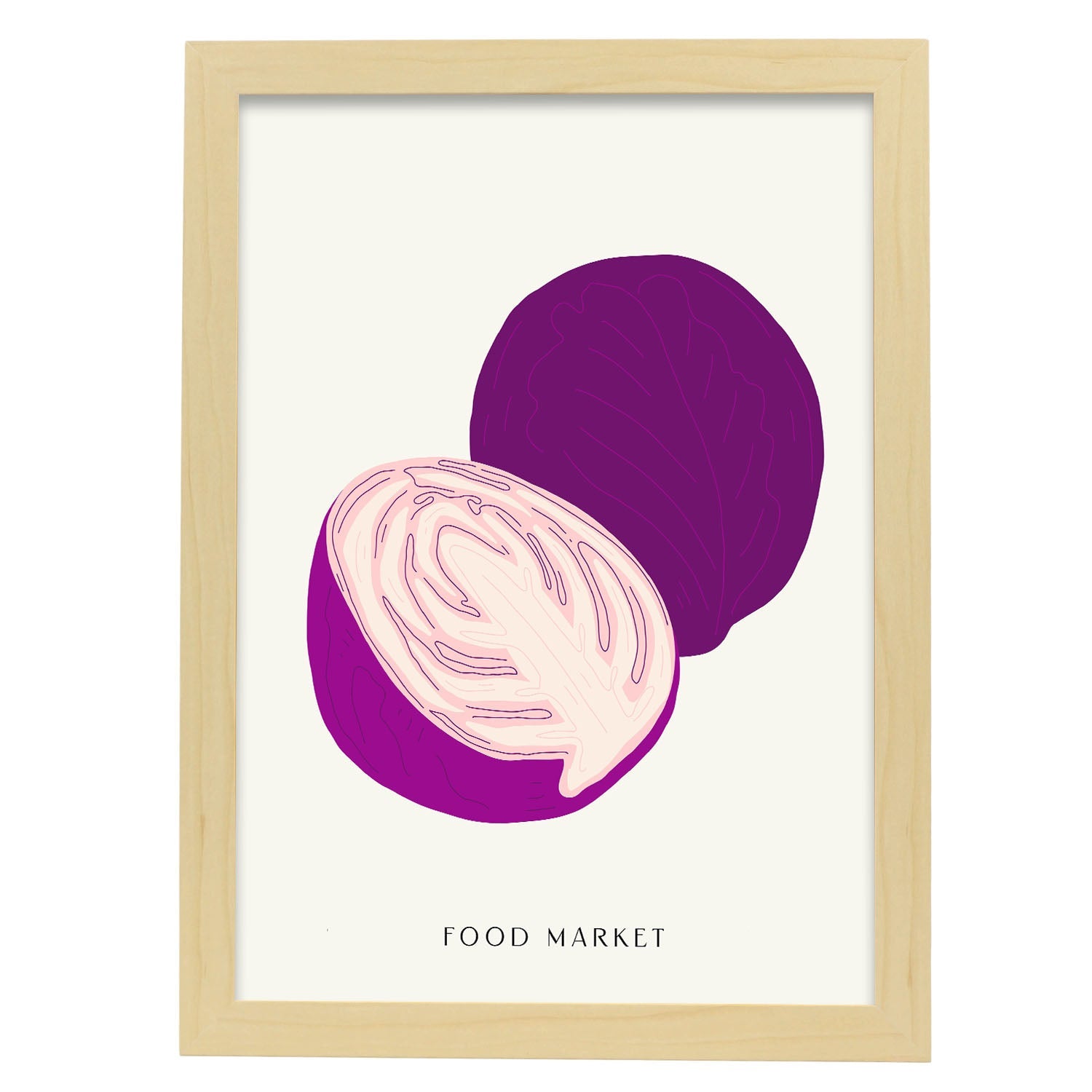 Purple Cabbage-Artwork-Nacnic-A3-Marco Madera clara-Nacnic Estudio SL