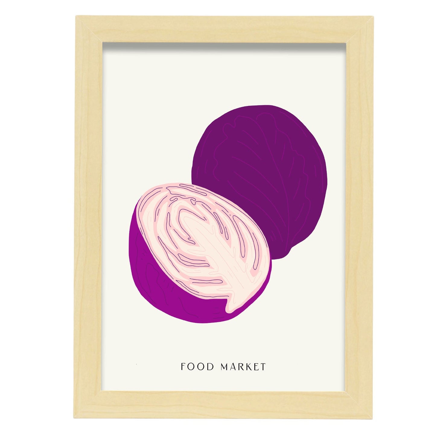 Purple Cabbage-Artwork-Nacnic-A4-Marco Madera clara-Nacnic Estudio SL