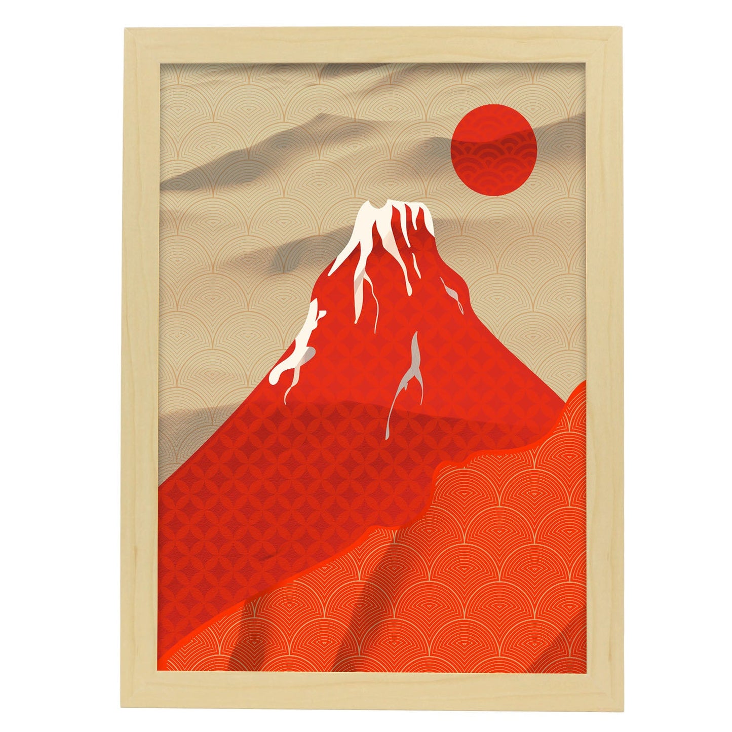 Red Fuji Mountain-Artwork-Nacnic-A3-Marco Madera clara-Nacnic Estudio SL